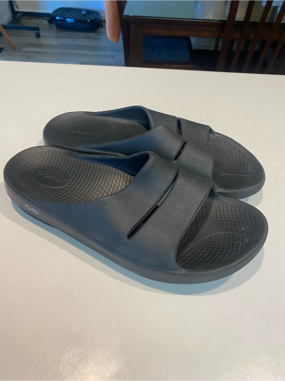 OOFOS OOAHH SLIDE SANDALS RECOVERY COMFORT SHOES BLACK RUBBER SZ W11 M13 EU 44
